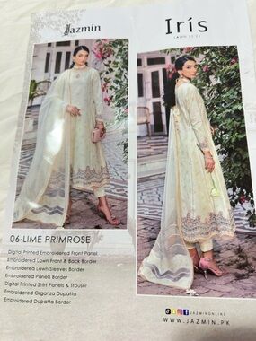 Embroidered Cream Floral Suit with Dupatta in size 23”